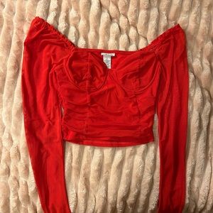 Red Double Ruched Corset Top